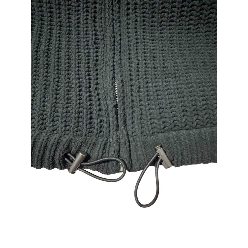 FLX Kohl's Women S Full Zip Waffle Knit Cardigan Sweater Dark Olive Green Gray - Picture 2 of 5